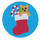 christmas, presents, stocking, teddy svg vector icon