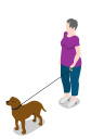 avatar, dog, female, human, people, person, standing, user, woman svg vector icon