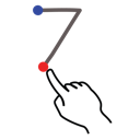 gestureworks, number, seven, stroke icon