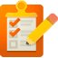 checklist, o, pencil icon