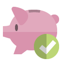 piggy,bank,checkmark icon