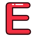 alphabet, e, letter, letters, red svg vector icon