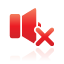 mute, red, speaker icon