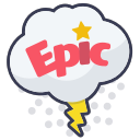 cloud, epic, layer, photo, sticker, storm, word svg vector icon