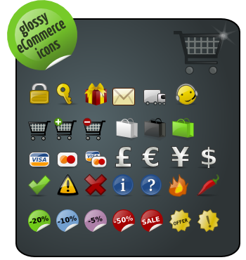 ecommerce, glossy, pack icon