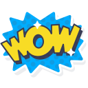 excited, layer, photo, sticker, word, wow svg vector icon