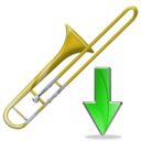 trombone,down,instrument,descend,download,fall,decrease,descending icon