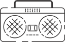boombox, music, stereo, tape player svg vector icon