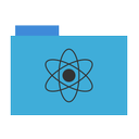 atom, blue, folder, school, science icon