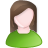 female, green, user, white icon