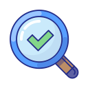 checkmark, done, explore, find, magnifier, search, success svg vector icon