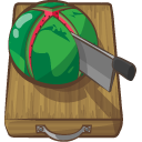 chopped, melon, water icon
