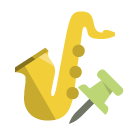 music,saxophone,push,pin icon