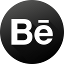 behance, black white, circle, high quality, long shadow, social, social media svg vector icon