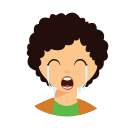 curly, kid, sad svg vector icon