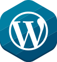 blog, blue, cms, hexagonal, wordpress svg vector icon