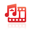 music, red, video icon