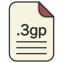 document, extension, file, file 3gp, format, video svg vector icon