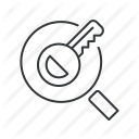 access, find, key, magnifier, magnifying glass, password, search icon