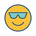 cool, emot, face, smiley svg vector icon