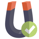 physics,magnet,checkmark icon