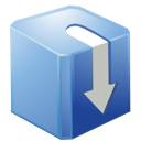 blue, box, download icon