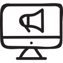 advertisement, advertising, announcement, marketing, megaphone, online, promote svg vector icon