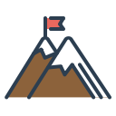 achieve, flag, goal, mountains, peak, resolutions, trip svg vector icon