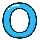 alphabet, blue, letter, letters, o svg vector icon