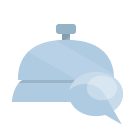 front,desk,speech,bubble icon