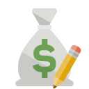 money,bag,pencil icon