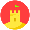 beach, castle, sand, summer, vacation icon
