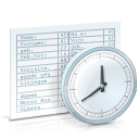 chronological review, clock, table, time icon