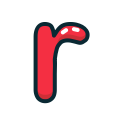 letter, lowercase, r, red svg vector icon