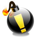 bomb, exclamation point icon