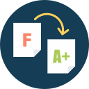 a+ test, f to a, f to a+, tutor, tutor helps improve grade svg vector icon
