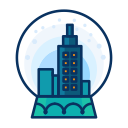 city, decorate, decoration, snow, snowglobe, winter svg vector icon