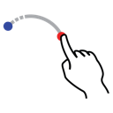 arc, down, gestureworks, shape, stroke icon