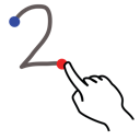 gestureworks, number, stroke, two icon