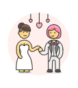 dance, gawn, lesbian, suit, wedding svg vector icon