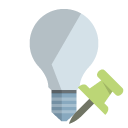 ligthbulb,off,push,pin icon
