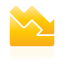area, chart, down, yellow icon