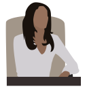 business lady, business woman, chief, director, manager, person, woman in a chair svg vector icon