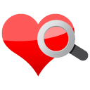 heart, love, magnifier, search icon