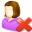 delete, female, user icon