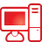 basic, computer, red icon