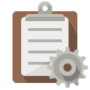 clipboard,gear icon