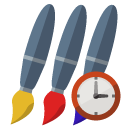 brush,clock icon