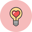 bulb, heart svg vector icon