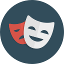 comedy, drama, happy, masks, sad, theatre svg vector icon